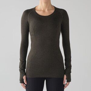 Lululemon Swiftly Tech Long Sleeve 2.0 Dark Olive Black Women's 6 Sporty